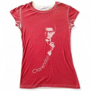 RARE Y2K VTG Clarendon NYC Designer YSL Inspired Red Tee Yves Saint Laurent Sz S